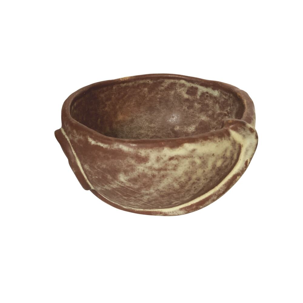 Small Pottery Change Bowl Reddish-brown Dipping Bowl Measuring 5" W x 2.5" H